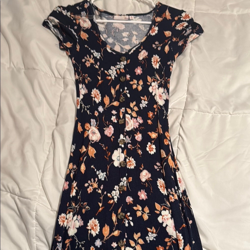 Floral Print Navy Dress